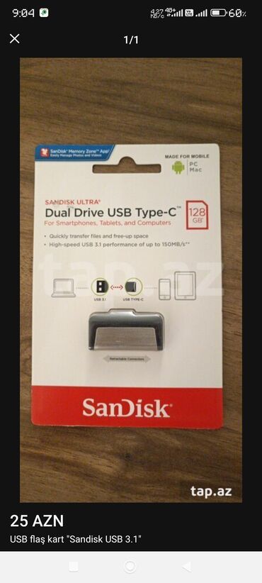 kompüter keys: Sandisk128 gb 150 mb usb-type_c telefondan istənilən failləri bir