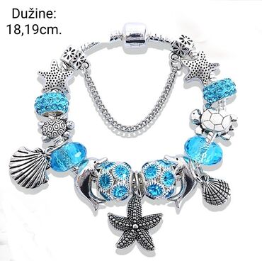zlatne mindjuse sa ruskom kopcom: Charm bracelet, Pandora, Material: Crystal, Cubic zirconia