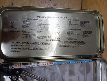 Digər alət dəstləri: Məktəb və riyaziyyat üçün tam rəsmetmə dəsti Metal qutuda praktiki — 11