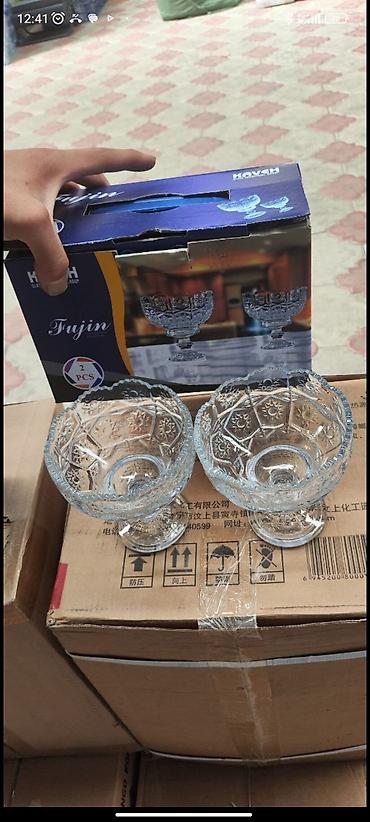 салат банка: Набор стеклянной посуды - Большая салатная чаша Glass Bowl (High — 3