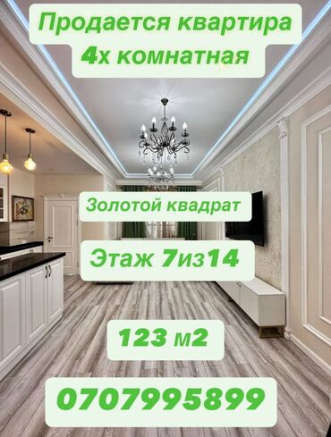 Продажа квартир: 4 комнаты, 123 м², Элитка, 7 этаж, Дизайнерский ремонт