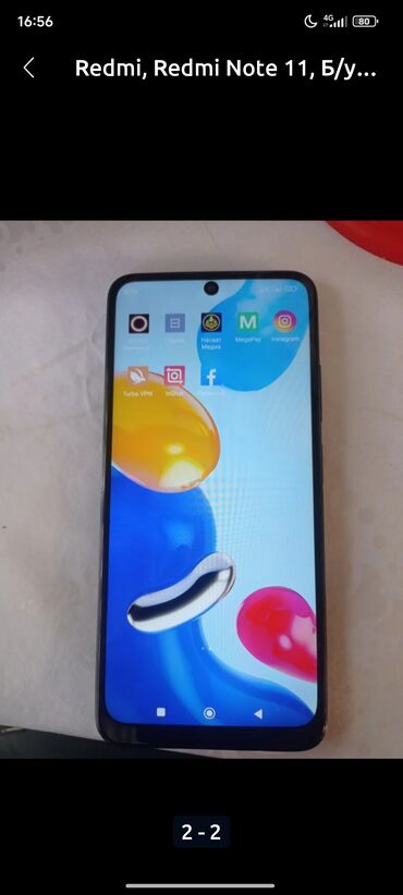 куплю бу плазменный телевизор: Redmi, Redmi Note 11, Б/у, 64 ГБ, цвет - Черный, 2 SIM