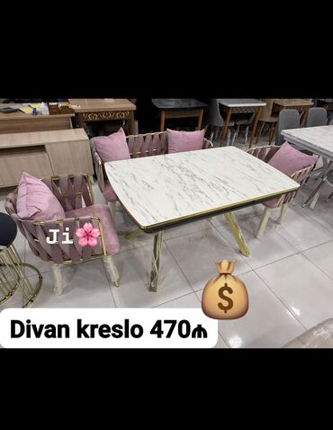 Masa və oturacaq dəstləri: Yeni, Divan, 2 kreslo