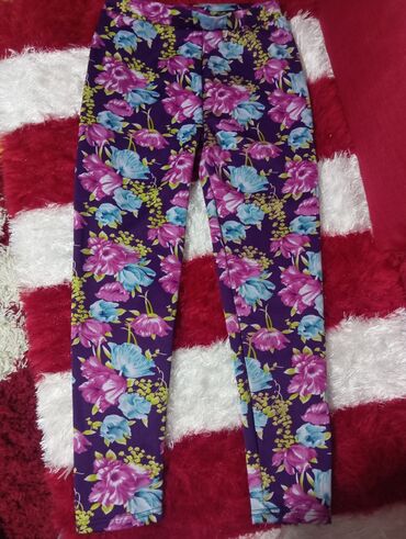 kozne pantalone new yorker: M (EU 38), Polyester, color - Purple, Floral