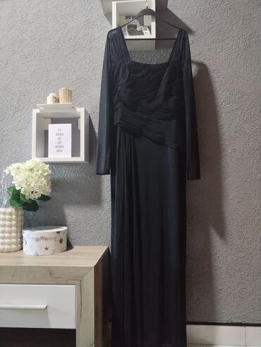 duge crne haljine za svaki dan: 2XL (EU 44), 3XL (EU 46), bоја - Crna, Večernji, maturski, Dugih rukava