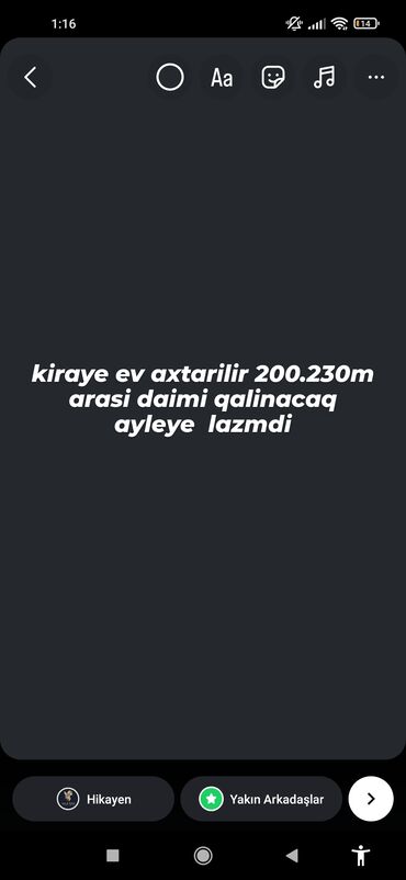 kiraye evler 200 300 azn: 200 m