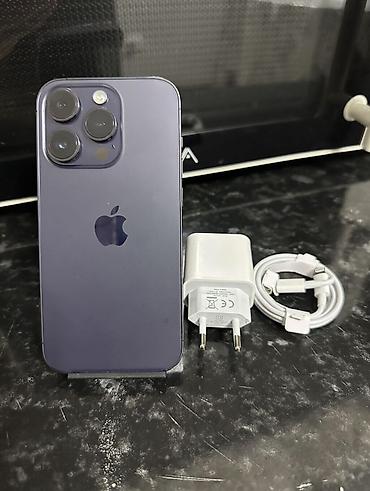 IPhone 14 Pro, Б/у, 256 ГБ, Deep Purple, Зарядное устройство, 79 %