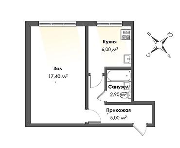 Продажа квартир: 1 комната, 32 м² — 15