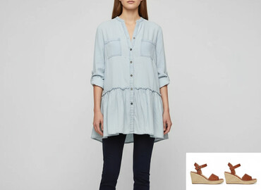 elegancka tunika plus size: Denim, Women`s tunic, size M