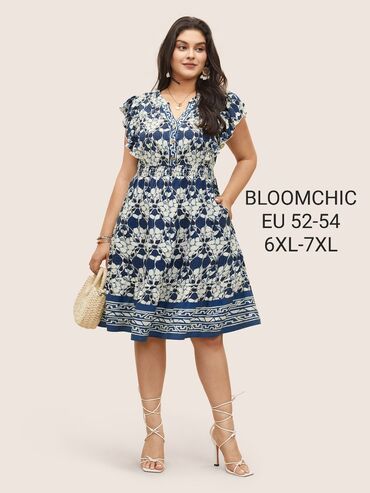 moje krpice svečane haljine: 7XL (EU 54), color - Blue, Short sleeves