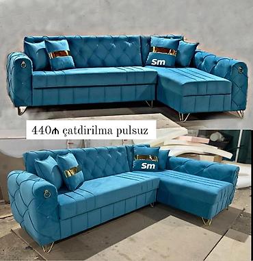 mavi divan: Künc divan, müasir və zərif dizaynla hazırlanmış yumşaq mebel — 1