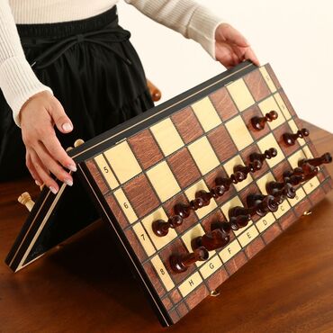 деревянная столешница: Деревянные магнитные шахматы 🔥 ♟️В комплекте 32 фигурки ♟️Размер