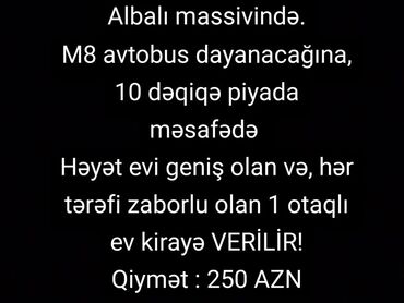 yevlaxda kiraye evler 2021: Albalı massivində. M8 avtobus dayanacağına, 10 dəqiqə piyada məsafədə