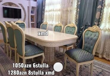 bağça üçün stol stul: Qonaq otağı üçün, Yeni, Dördbucaq masa, 8 stul