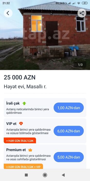 bileceride satilan evler: Masallı, 100 kv. m, 2 otaqlı, İnternet, Telefon, Qaz
