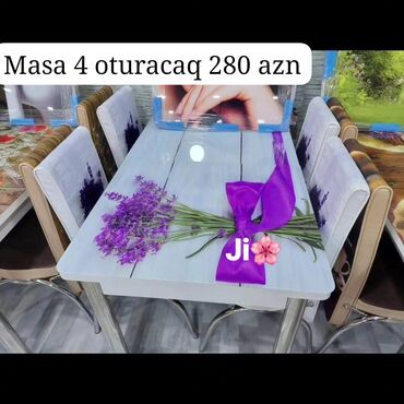 Uşaq masaları: Mətbəx üçün, Yeni, 4 stul