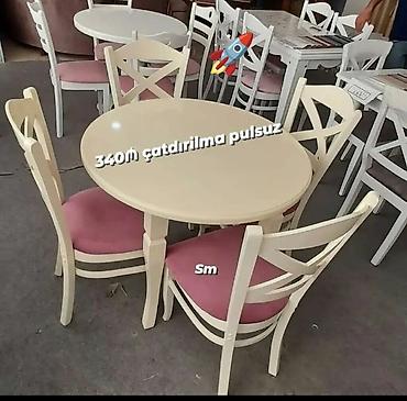 taxta stul stol: Mətbəx üçün, Yeni, Açılmayan, Yumru masa, 4 stul — 1