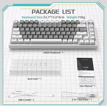 ajazz ak820: Клавиатура, Ajazz, Механическая, Проводное подключение, Размер: 75% — 6