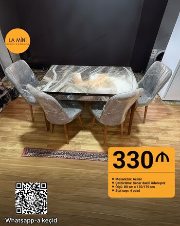 Masa və oturacaq dəstləri: Açılan, 4 stul