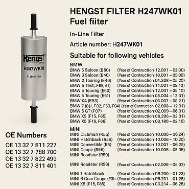 sport filter: BMW E60 diesel, 2 l, Dizel, 2008 il, Orijinal, Almaniya — 2