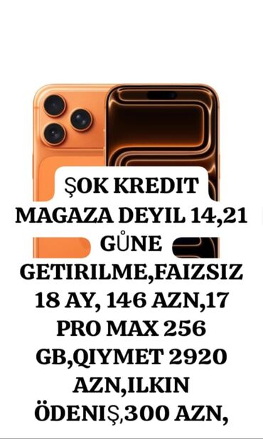 apple macbook sahibinden: IPhone 17 Pro Max, 256 GB, Zəmanət, Kredit