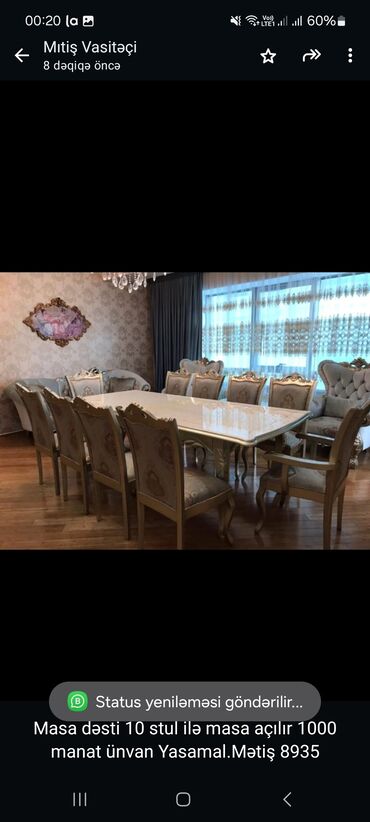 balkon üçün stol stul: Для гостиной, Прямоугольный стол, 10 стульев