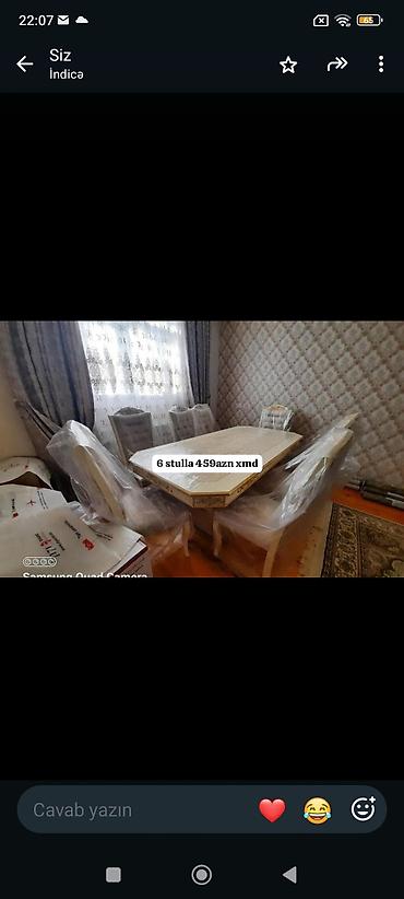 gips blok: Məhsul: Klassik dizaynlı yemək otağı dəsti Tərkibi: - Dördkünc, geniş — 8
