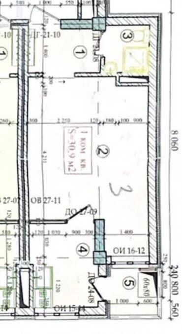 1кв элитка: 1 комната, 31 м², Элитка, 11 этаж, ПСО (под самоотделку)