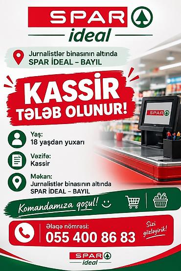 saray iş elanları: Kassir tələb olunur, 30-45 yaş, Aylıq ödəniş — 1