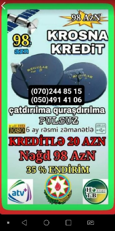 Krosna peyk antenlerin neqd ve kreditle sifarişu 17 Azərbaycan 300