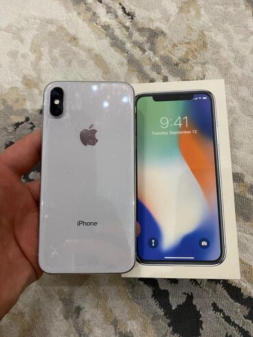 Apple iPhone: IPhone X, Б/у, 256 ГБ, Белый, Коробка, 77 %