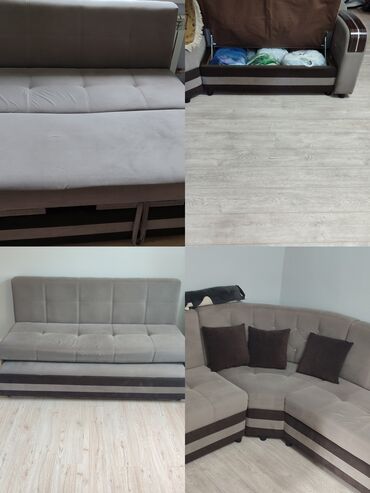 диван разкладной: Диван-кровать, цвет - Серый, Б/у