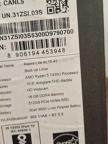 Ноутбуки Acer: Для учебы, Новый, AMD Ryzen 5 — 3