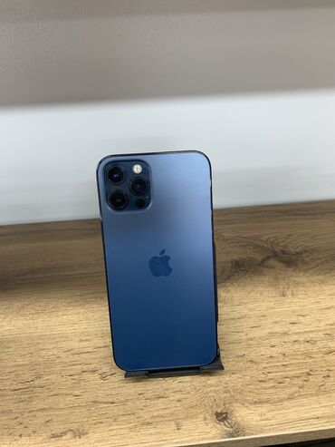 авто регистрации: IPhone 12 Pro, Колдонулган, 256 ГБ, Pacific Blue, Заряддоочу түзүлүш, Коргоочу айнек, Каптама