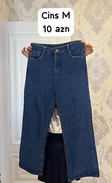 yubkalar: M ölçülü cins yubka - Material: klassik mavi denim - Model: düz — 1