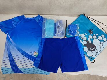 спортивный купальник с шортами: Эркектердин костюму, 5XL (EU 50), Жаңы, түсү - Көгүлтүр, Өзү алып кетүү
