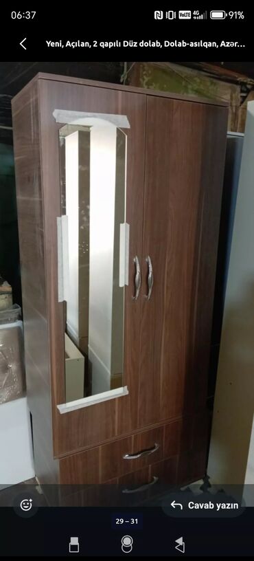 Dolablar: Yeni, Açılan, 2 qapılı Düz dolab, Dolab-asılqan, Azərbaycan — 17