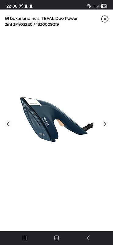 eurolux utuleri: Əl buxarlandırıcısı/ütü – Tefal Duo Power 2‑in‑1 (JF4032E0) — 2