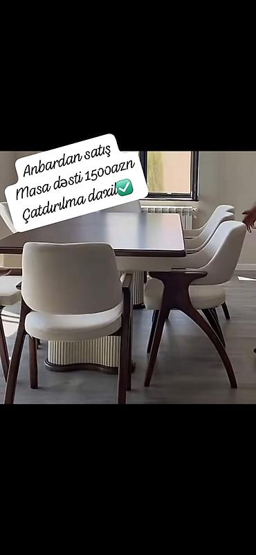 taxta biti: Qonaq otağı üçün, Yeni, Açılmayan, Dördbucaq masa, 6 stul — 1