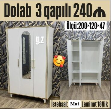 dolablar sumqayit: Qarderob, paltar dolabı, Yeni, Düz dolab