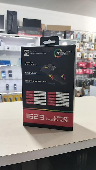 Kompüter aksesuarları: R8 1623 oyun/iş siçanı - Ergonomik dizayn, rəngli RGB işıqlandırma - — 2