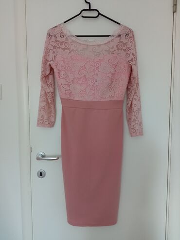 puder roza haljina: S (EU 36), M (EU 38), color - Pink, Cocktail, Long sleeves