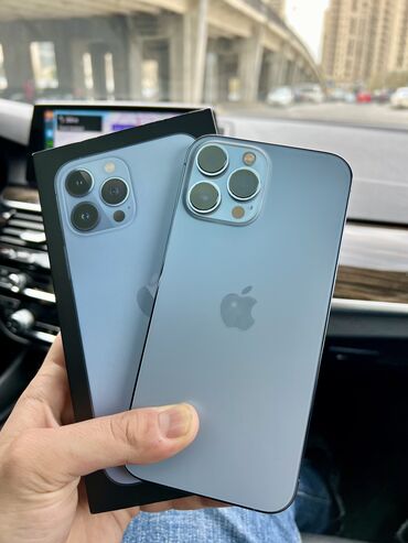 Apple iPhone: IPhone 13 Pro Max, 128 GB, Sierra Blue, Zəmanət, Simsiz şarj, Face ID