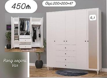 Paltar dolabları, qarderoblar: G_1 geyim dolabları Model 1 – 2 qapılı (ağ) - Ölçü: 200 × 90 × 47 sm — 24
