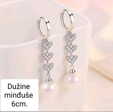 minđuše sa biserima: Material: Pearl, Cubic zirconia