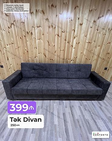 Divanlar: Tək divan – 250 sm - Mexanizm: açılan, bazalı (yataq funksiyalı — 1