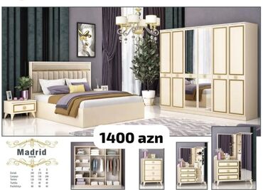 Yataq otağı dəstləri: 2 təknəfərlik çarpayı, Tumba, Dolab, 2 tumba, Azərbaycan, Yeni — 9