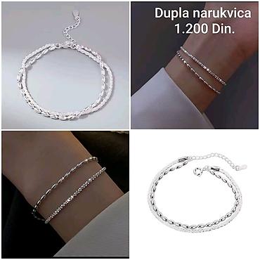 nakit cena: Posrebrene duple narukvice od hirurskog čelika sa žigom S925. - — 2