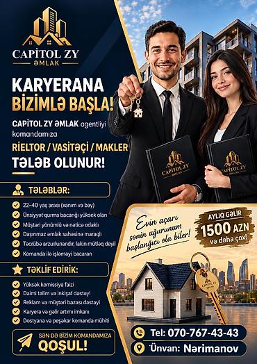 Satış: Makler tələb olunur, Təcrübəsiz, 1/1 — 1