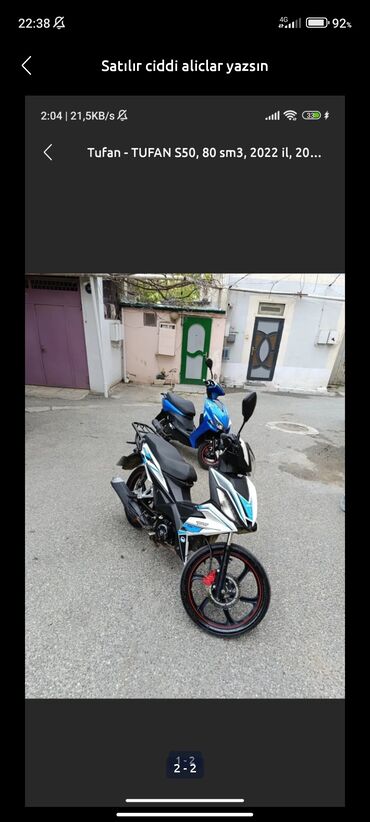 Motosikletlər: Tufan - S50, 50 sm3, 2024 il, 2000 km